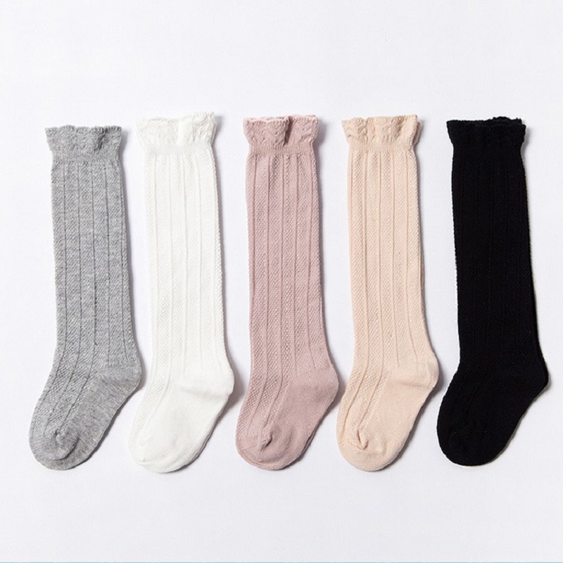 

Children Solid Color Socks Baby High Tube Lace Cotton Breathable Lace Socks Soft Infant Casual Socks 48, Mixed color