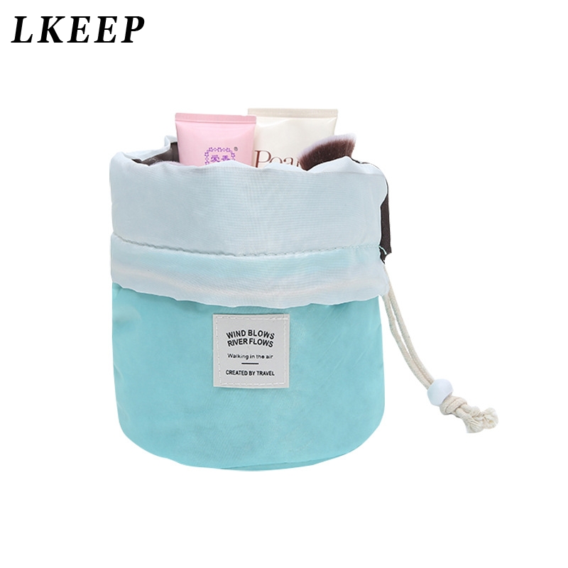 

High Quality Waterproof Barrel Travel Cosmetic Bag Cosmetic Bag Nylon Wash Dressing Box Storage Large Capacity, Purple