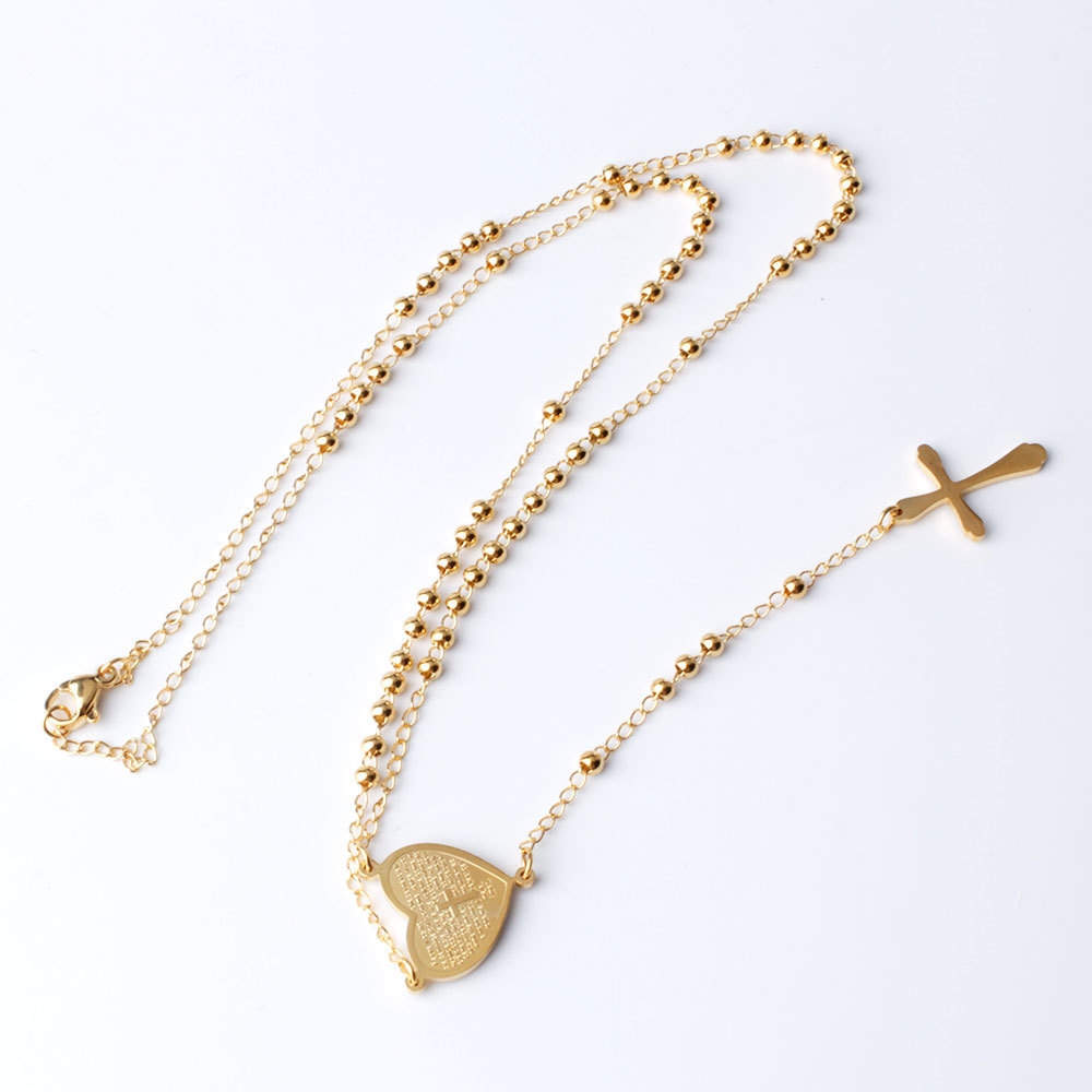 

2020 Christ Necklace For Women 316L Stainless Steel Long Rosary Beads Necklace Mary-Heart Necklaces