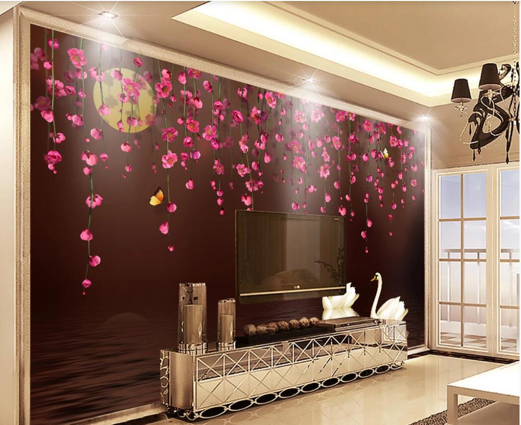 

3d wallpaper custom photo murals Romantic rose love flower TV background wall decor wall art pictures, Non-woven fabric