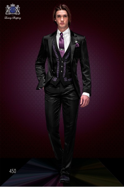 

Embroidery Groom Tuxedos Peak Lapel Groomsmen Mens Wedding Dress Man Jacket Blazer Prom Dinner 3 Piece Suit(Jacket+Pants+Tie+Vest) A36, Same as image