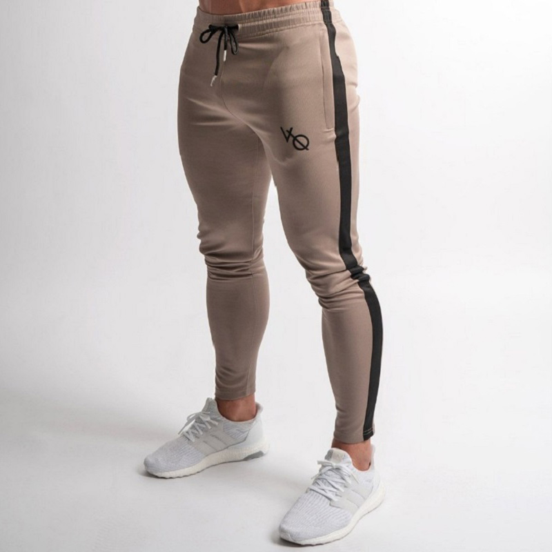 

Gray Jogging Pants Striped Running Pants Men Sport Pencil Men Cotton Soft Bodybuilding Joggers Gym Trousers Running Tights, Brown-asia size