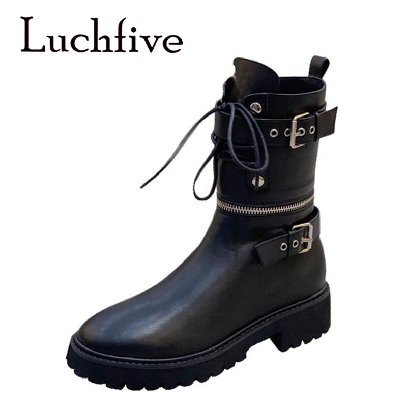 

2020 Hot Arrival Zipper Detachable Ankle Boots Motorcycle Boots Shoes Women Black Leather