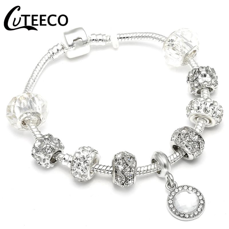 

Charm Bracelets CUTEECO Simple & Bangles White Crystal DIY Handmade For Women Fashion Jewelry