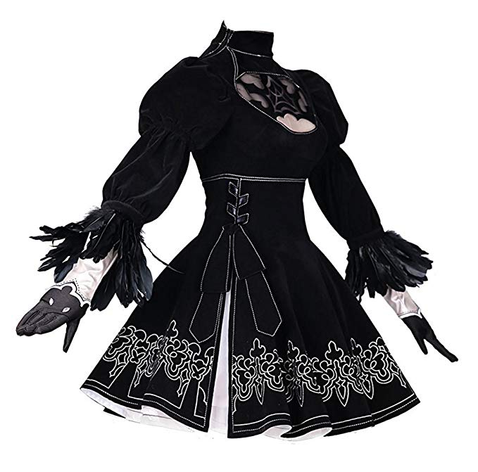

NieR Automata 2B Sexy Cosplay Costume Wig Women Halloween, Black