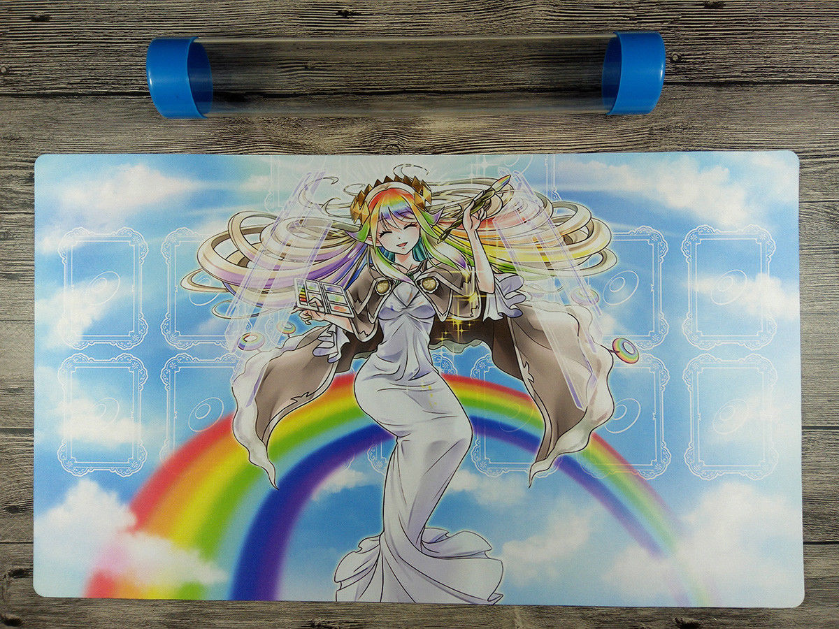 

YuGiOh The Weather Painter Rainbow Playmat Master Rule 4 TCG Mat Free Best Tube
