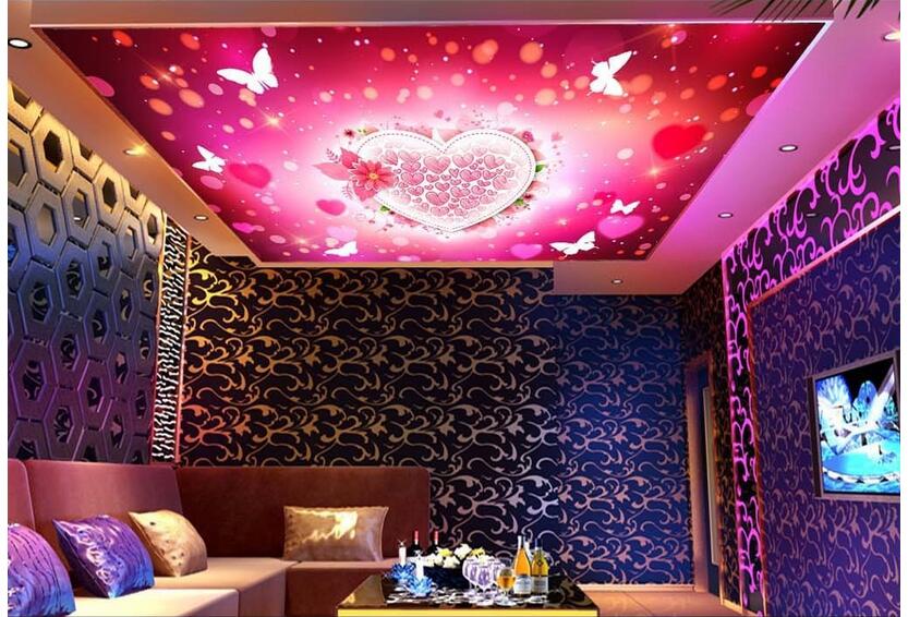 

3d ceiling murals wallpaper custom photo Dazzling color love butterfly painting bedroom home decor 3d wall murals wallpaper for walls 3 d, Non-woven
