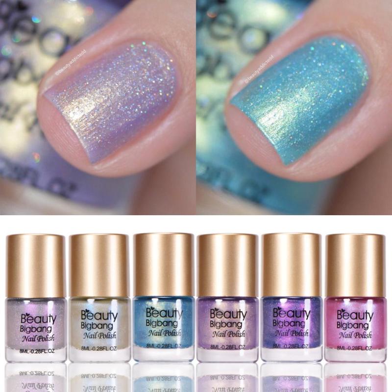 

BeautyBigbang 6Pcs/set 8ml Nail Polish Pearl Mermaid Nail Art Lacquer Varnish Manicure Tips Color Polish, 6bottles a style