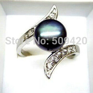 

free shipping &gt; 9mm Noblest Silver Crystal freshwater pearl ring 7 8 9