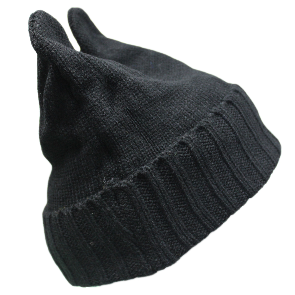 

Women's Girl's Winter Cute Candy Color Devil Horn Cat Ear Slouchy Crochet Knit Beanie Ski Snowboard Hat Cap, Black