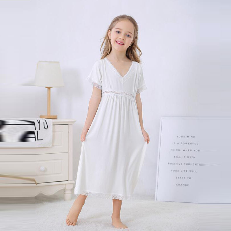 girls long white nightgown