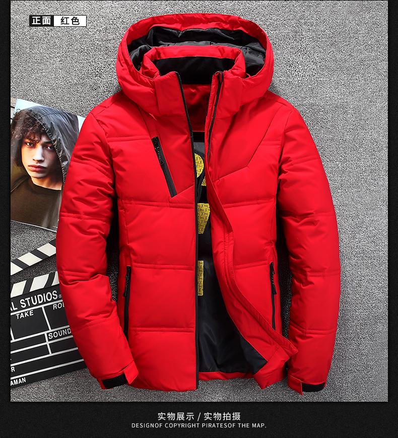 

mens / teenagers winter warm thick duck down jacket outerwear hood zipper red black gray, Light gray