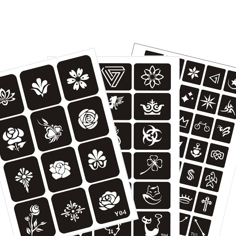 

300 Pcs Tattoo Stencil Set Body Art Temporary Glitter Airbrush Henna Tattoo Templates Makeup Accessories Tattoo Stencil