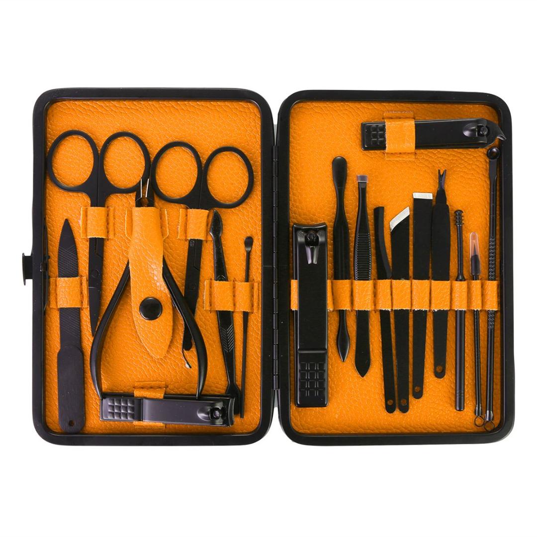 

18Pcs/lot Manicure Set Professional Stainless Steel Nail Clipper Set Pedicure Cuticle Eagle Hook Tweezer Kit With Carry Case