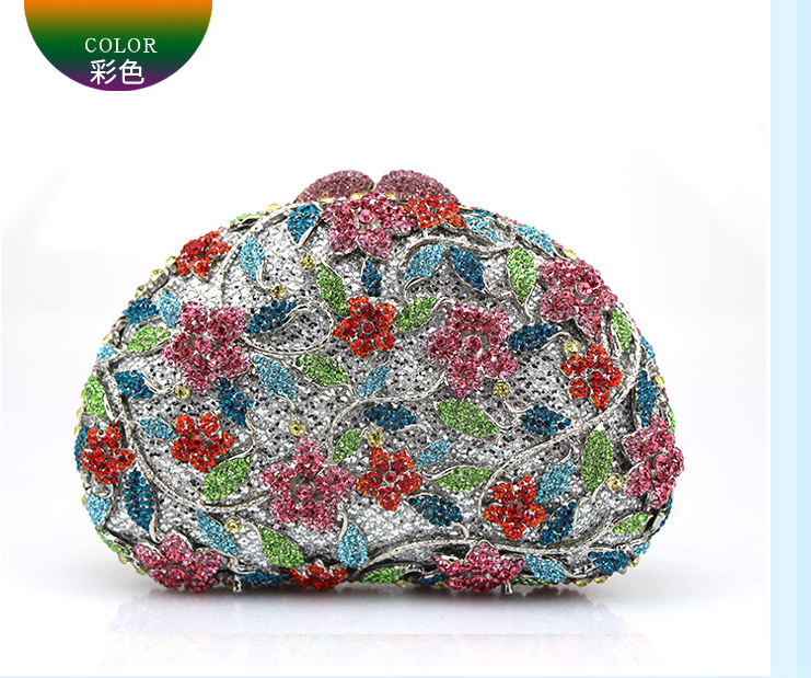 

XIYUAN Newest Women Silver Evening Party shoulder Bag Diamonds Crystal Clutch Luxury Bridal Wedding Party Wallet Purse Handbag, Color same picture