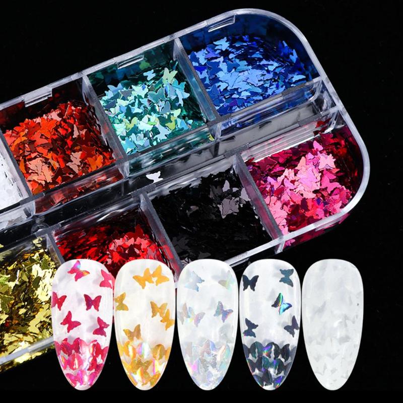 

1/2 Box 12 Colors Nail Sequins Nail Art Colorful Flakes Sequins Decoration Design Sticker Manicuring Art Decoration