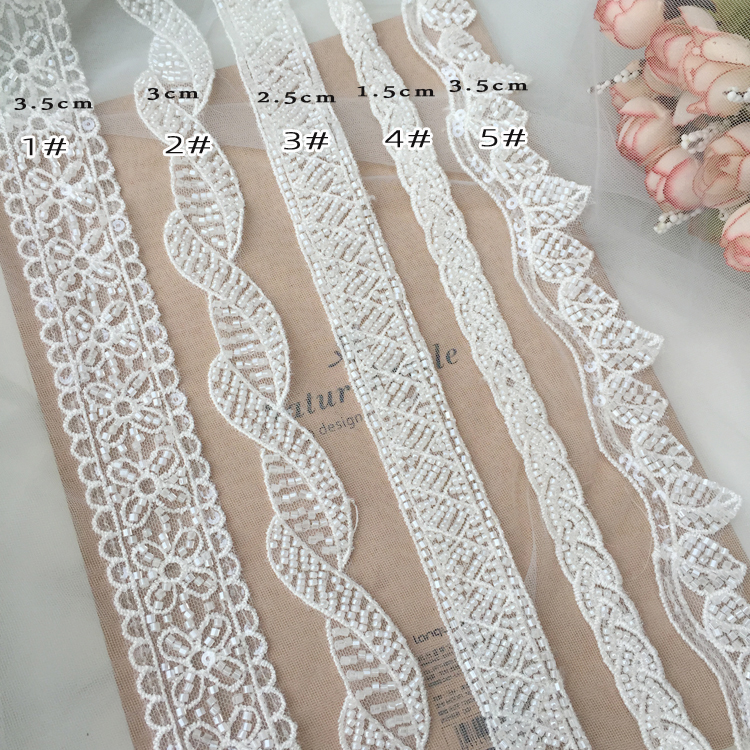 

Embroidery beaded Lace Trim Wedding dress Sewing Accessories SD51, Black;red