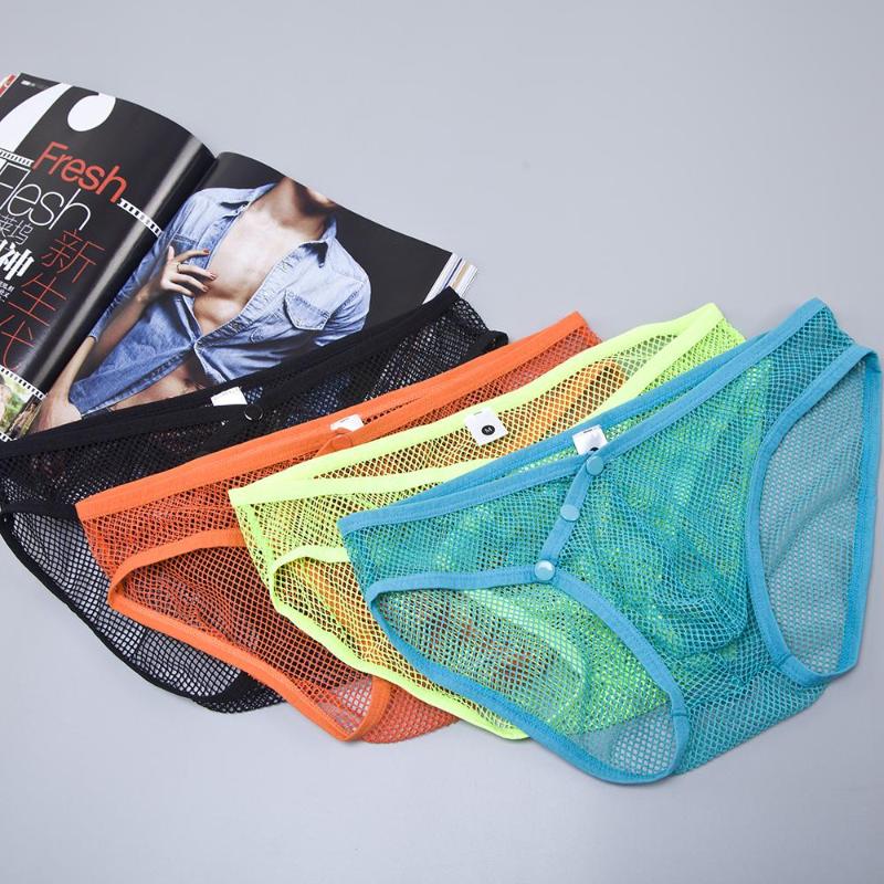 

MENSSEXI Clothing Man 2020 Mesh Sexy Gay Men Underwear Briefs Cueca Homem Slip Thong Transparent, Blue