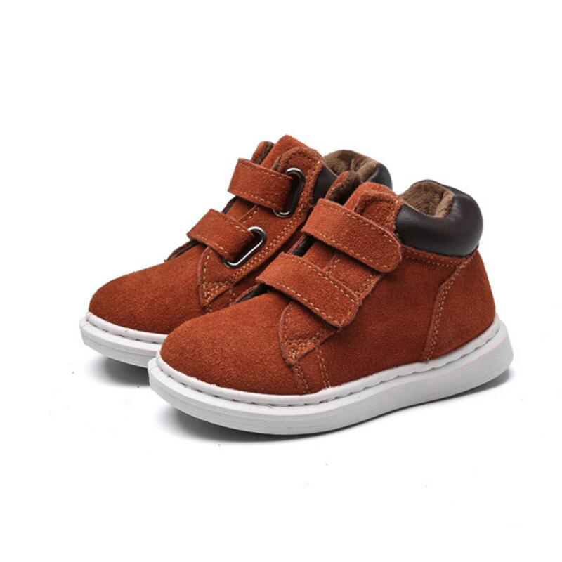 

Winter Children Boots Boys Leather Shoes Fashion Girl Martin Boots Vintage Warm Plush Kids Boot Blue Black Brown Red