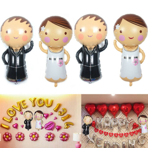 Cute Cartoon Bride And Groom Aluminum Foil Balloon For Wedding Party Decoration-image-520195955