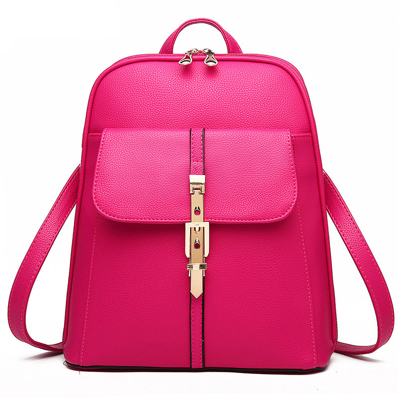 HBP haute qualité en cuir souple femmes sacs à dos grande capacité sacs d'école pour fille sac à bandoulière dame sac voyage sac à dos RoseRed
