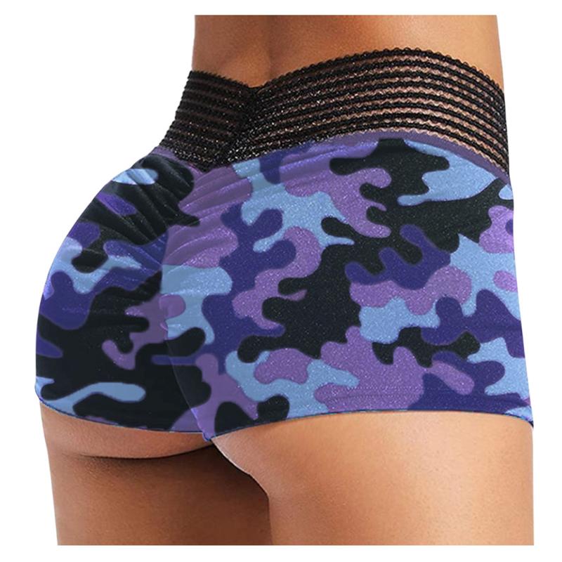 

Summer Women Push Up Camouflage Elastic Basic Sport Shorts Casual Compression Workout Leggings Yoga Shorts Capris Legging#p4, Purple