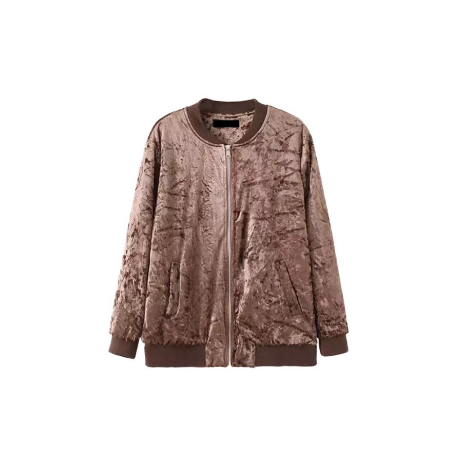 

CHAMSGEND female jackets Velvet Coats Women Long Sleeve Slim Female Zippers Jackets woman 2018 C30823, As show