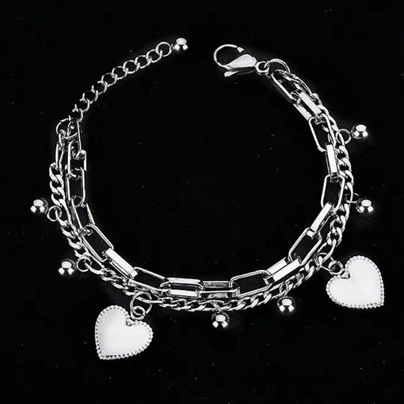 

Valentine's day Heart Shape Pendant Bracelet Exquisite Adjustable Double Layer Bracelet Gifts