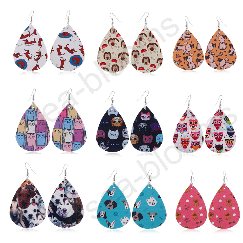 

Kimter Cute Animal Print Earring Jewelry for Women Charm Lightweight Double Faux Leather Dangle Earrings Girl Valentine's Day Gift U60FA