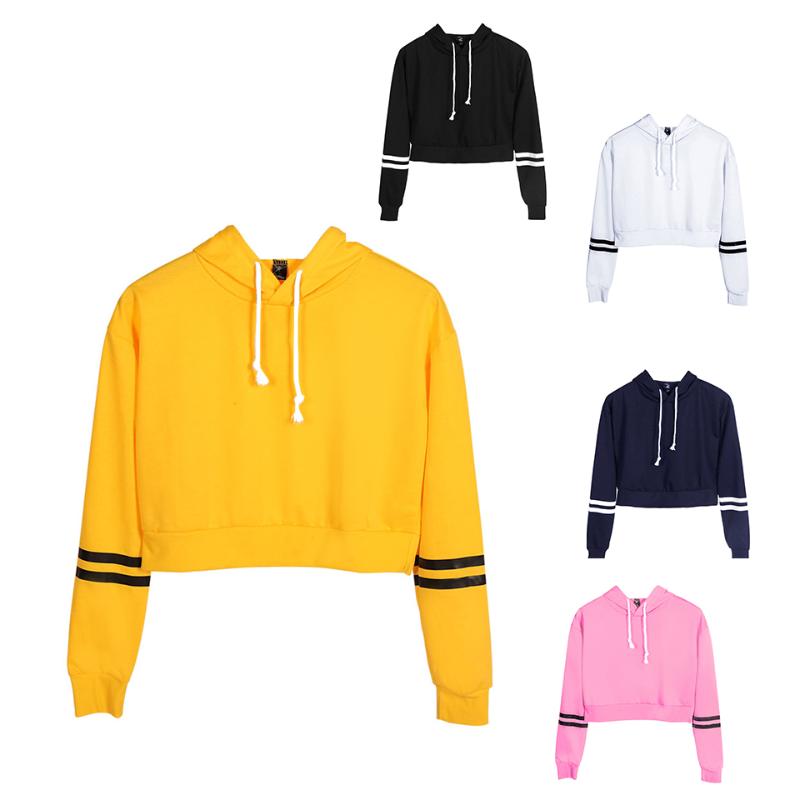 

Women's Hoodies & Sweatshirts Kpop Sweatshirt Girls Sudadera Mujer Cropped Women Crop Pullover Top Sexy Moletom Feminino, Black