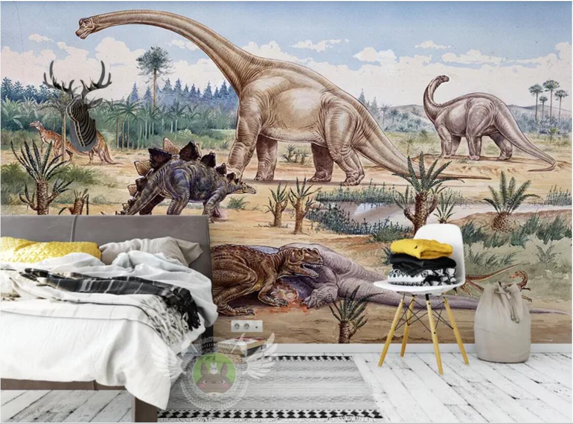 

3d room wallpaper custom photo non-woven mural Jurassic Dinosaur World Children's Background Wall Painting wallpaper for walls 3 d, Non-woven fabric