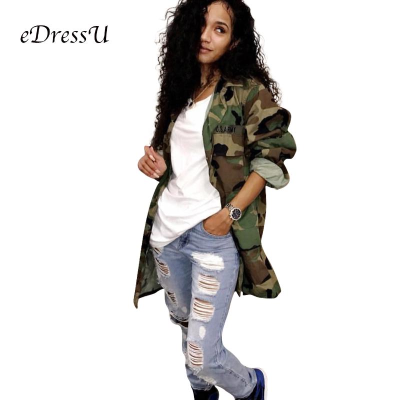 

2019 Women Camouflage Jacket Hot Green Fatigues Long Coat Loose Casual Daily Army Battle Jungle Garment ME-Q045