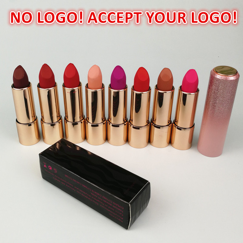 

Round tube Matte lipstick Moisturizing lip balm Waterproof long Lasting lips Charming accept customized logo, 8colors for choose