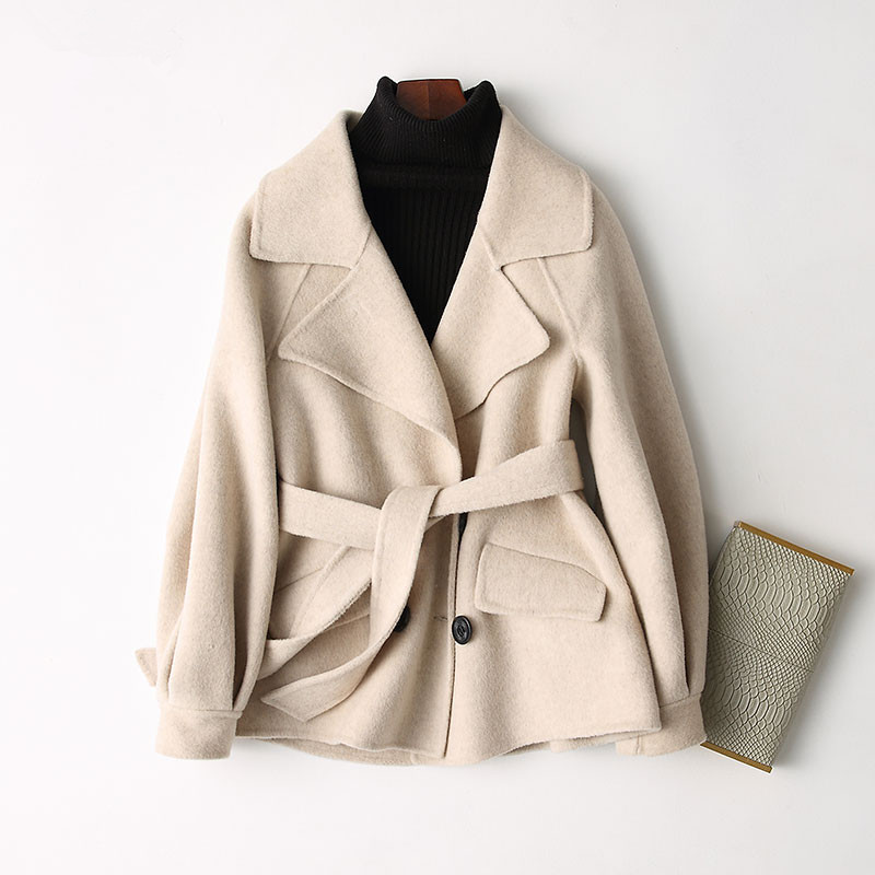 manteau court avec ceinture femme