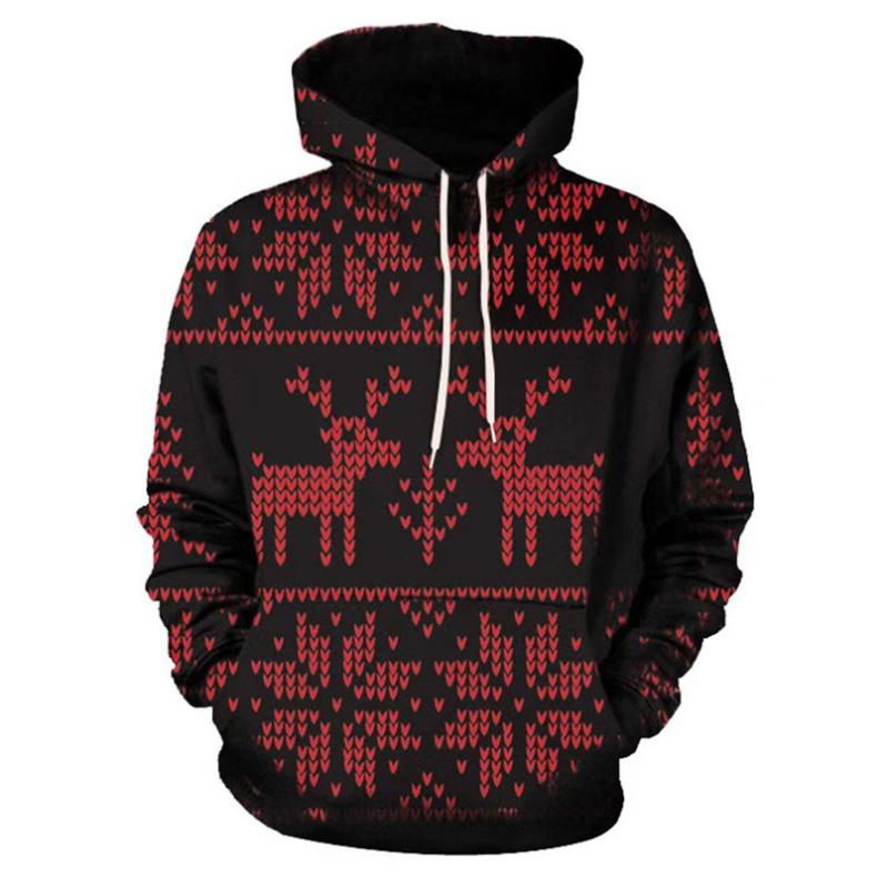 

Christmas Couples Hoodies Women Man Running Jackets 3D Print Long Sleeve Winter Hoodies Top Blouse Shirts #2N20, Black