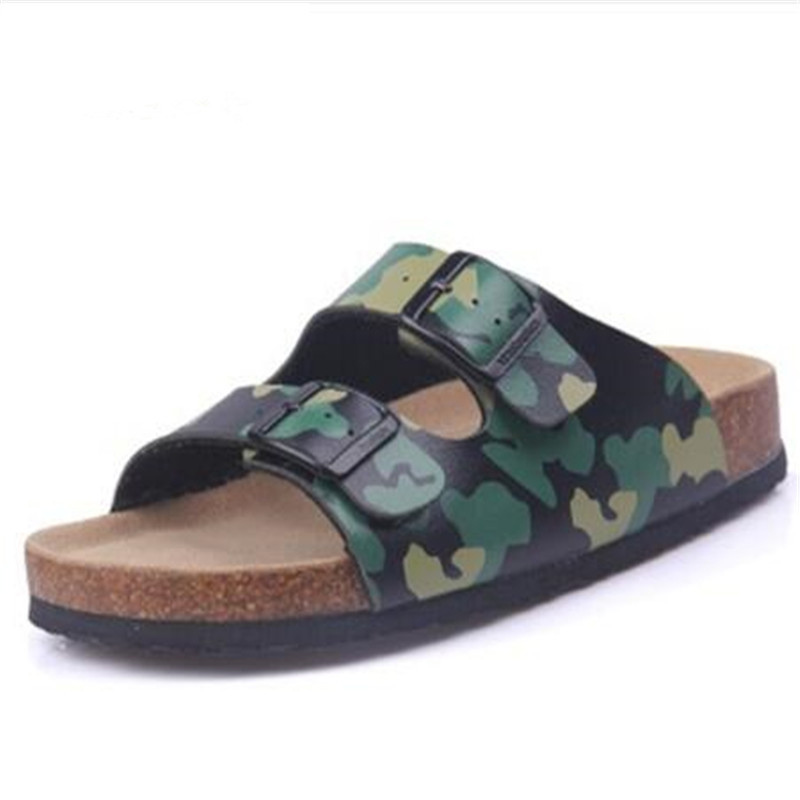 

New Summer Men Beach Cork Slippers Sandals Casual Double Buckle Clogs Sandalias Man Slip on Flip Flop Shoe, 20