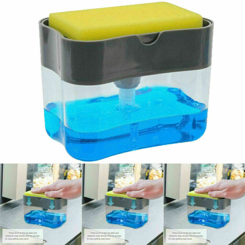 

Portable Soap Pump Dispenser&Sponge Holder for Kitchen Dish Soap and Sponge