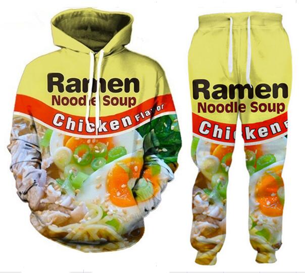 Keasmto 3D Ramen Chicken Noodle Soup Hoodie Beef Sweatshirt for Men Women Cotton Cute