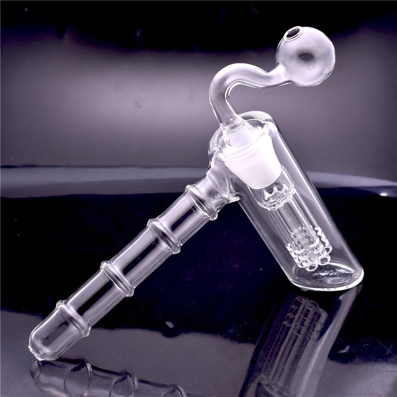 

Mini Glass Hammer Bong 6 Arm per Percolator Portable bongs pipes bubbler 18mm Glass Bongs Water Pipes with glass oil burner pipe