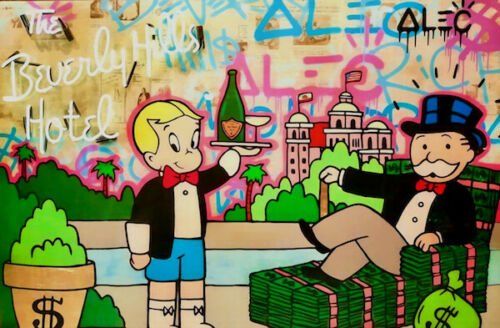 

Alec Monopoly Oil Painting On Canvas Graffiti Art Beverly Hills Hotel Home Decor Handpainted &HD Print Wall Art Canvas Pictures 191025