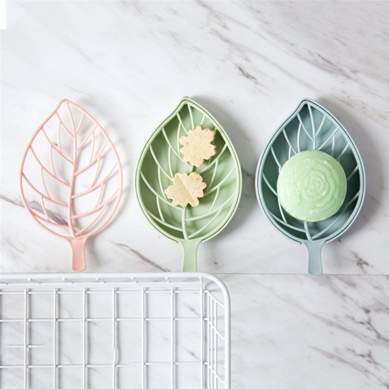 

Leaf shape soap holder Non slip soap box Toilet shower tray draining rack bathroom gadgets dish tray holder, Green