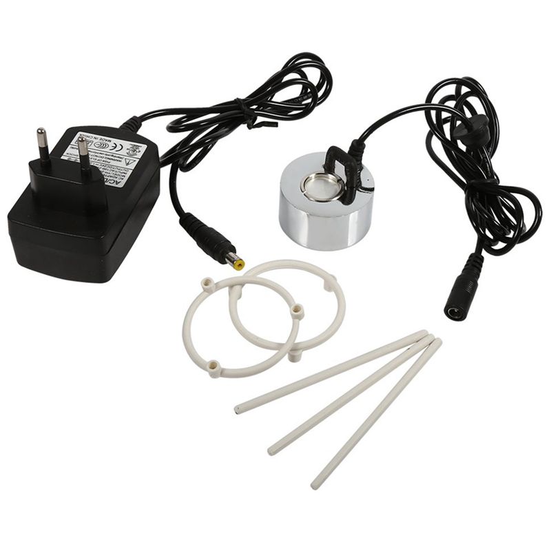 

EU Plug 24V Ultrasonic Mist Maker Fogger Water Fountain Pond Rockery Fishtank Vase Birdbath Atomizer Air Humidifier Mist Maker W, Black and sliver