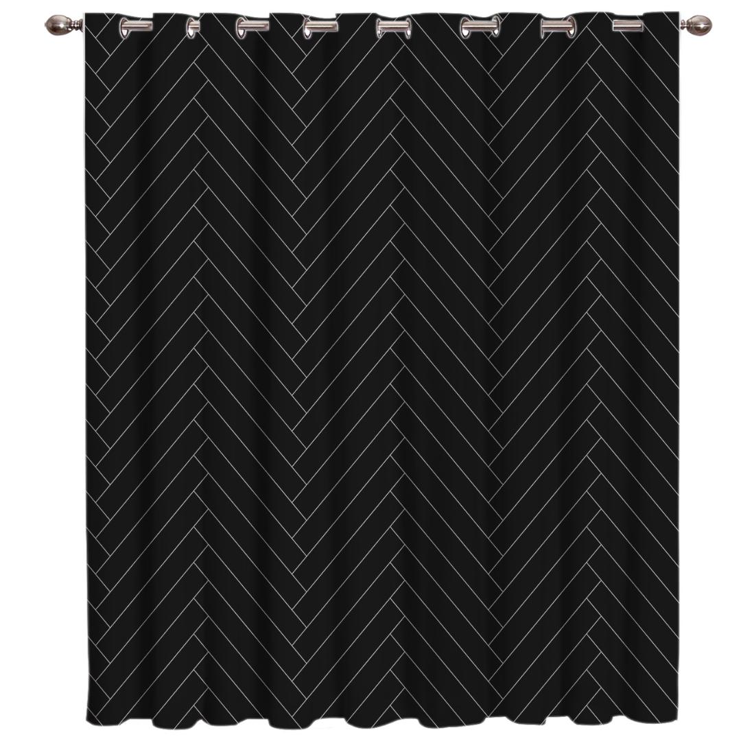 

Natural Herringbone Pattern On Black Background Room Curtains Large Window Window Curtains Dark Blinds Living Room Black, As pic