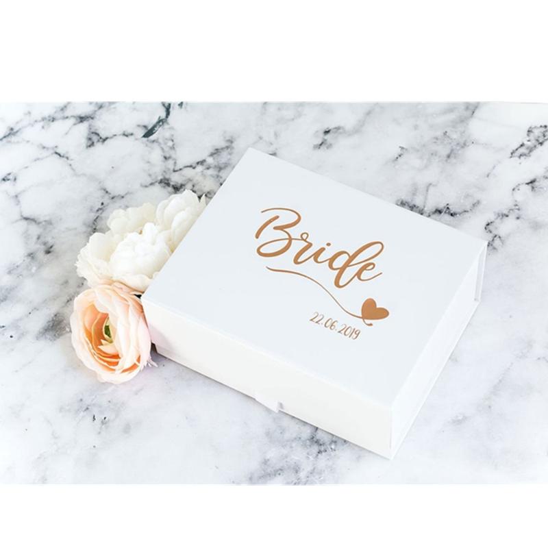

Personalised Custom Bride Gift Box White Gift Box with Wedding Date Magnetic rose gold Wedding boxes