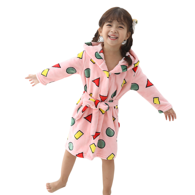 

Kids Boys Girls Pajamas Cute Printed Bathrobe Children Sleepwear & Robe Pink 2020 New Arrival Long Sleeve Clothes Age For 2-8Y