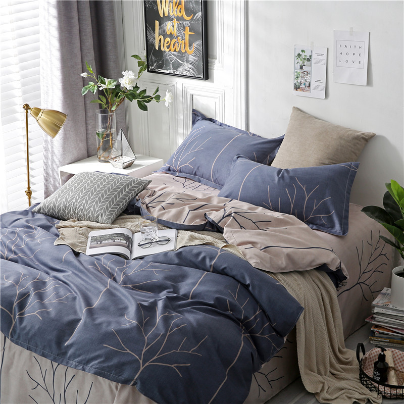 

Fashion bedding set bed linen 4pcs/set duvet cover Pastoral bed sheet AB side 2018 hot sale roupa de cama ropa de cama, Bedding set-34