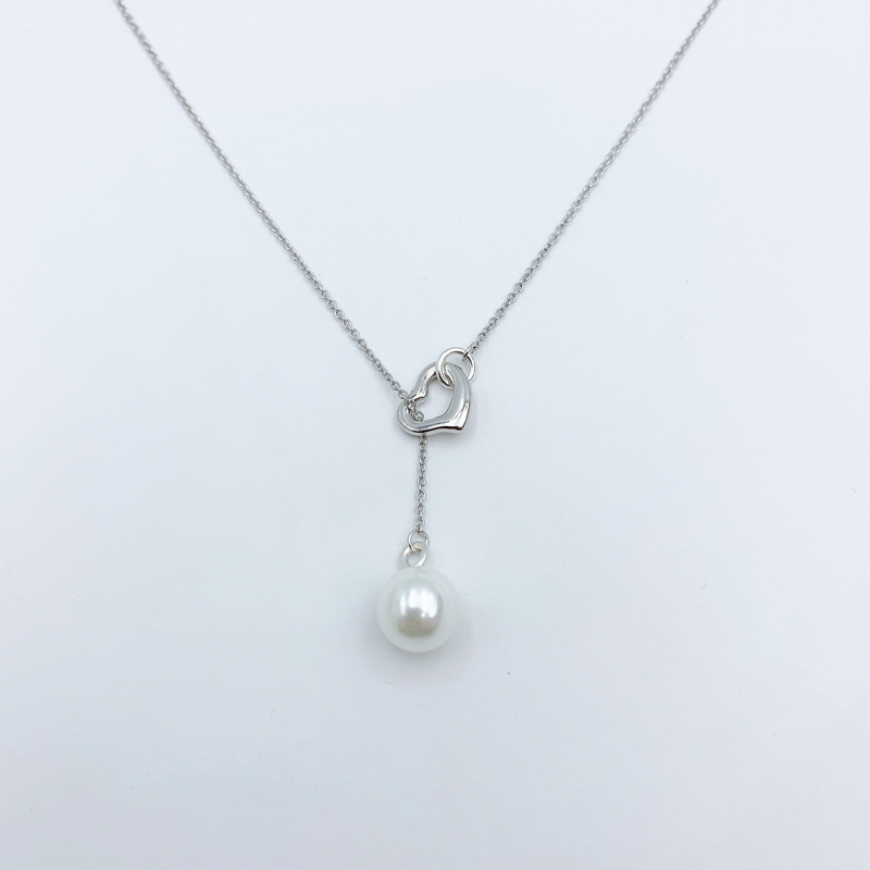 

S925 Sterling Silver Necklace Open Heart & Pearl Pendant Trendy Necklace Women Gift Jewelry Anniversary Gift