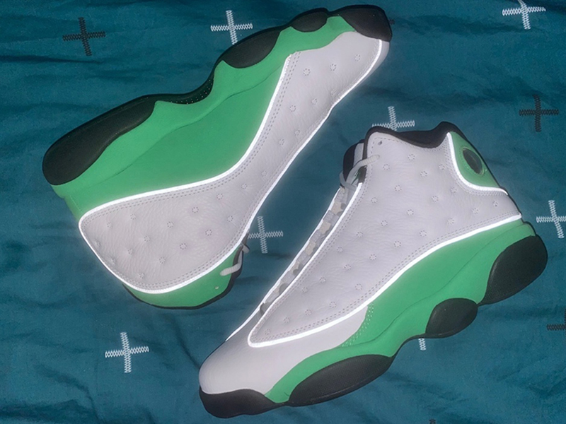 Newest 2020 Authentic 13 Lucky Green Man Basketball Shoes White Black 3M Reflective Real Carbon Fiber Sneakers Sports With Original Box