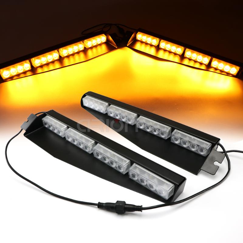 

Car Truck 32 LED Strobe Flashing Light LED Emergency Warning Fog Lights Windshield Visor Deck Lamp 12V 24V Amber Red Blue, As pic