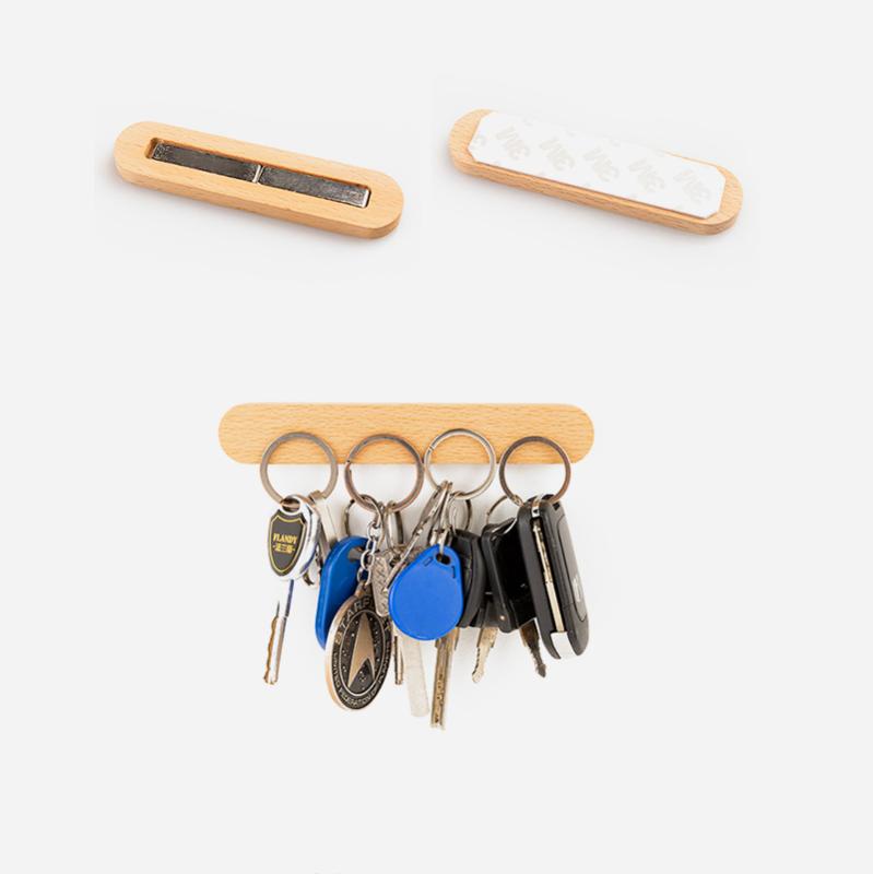 

Wood Key Holder Wall Key Storage Organizer Strong Magnetic Rack Magnet Hanger Ring Hooks Clerk Housekeeper On The Wall